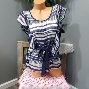 BCX Flutter striped top M NWT